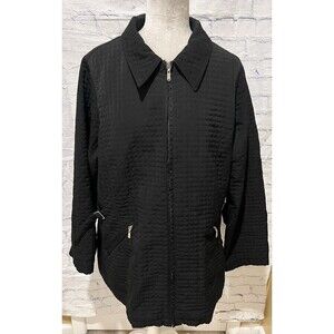 Willow Lane Women's Black Long Sleeve Pockets Quilted Mid-Length Coat Large